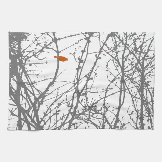 Vogel op een Maple Theedoek (Horizontaal)