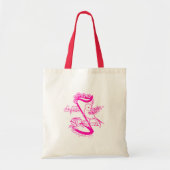 Vogel op een muzieknoot met druppelroze tote bag (Voorkant)