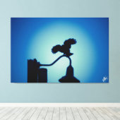 Vogel op een paal serie #2 canvas afdruk (Insitu (Houten vloer))
