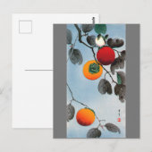 Vogel op een Persimmon-boom, Watanabe Seitei Briefkaart (Voorkant / Achterkant)