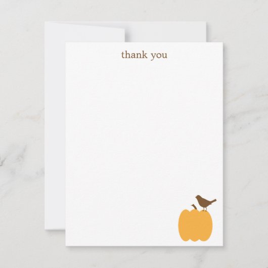 Vogel op een pompoenflat notitiekaartje (Voorkant)