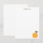 Vogel op een pompoenflat notitiekaartje (Voorkant / Achterkant)