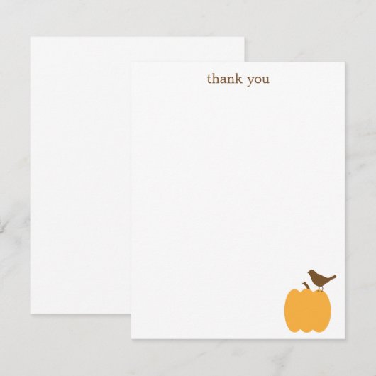 Vogel op een pompoenflat notitiekaartje (Voorkant / Achterkant)