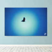 Vogel op een post serie #8 canvas afdruk (Insitu (Houten vloer))