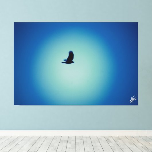 Vogel op een post serie #8 canvas afdruk (Insitu (Houten vloer))