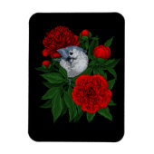 Vogel op een rood pioenboeket magneet (Verticaal)