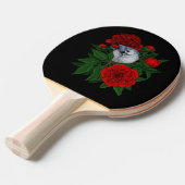 Vogel op een rood pioenboeket tafeltennisbatje (Voorkant Gekanteld)
