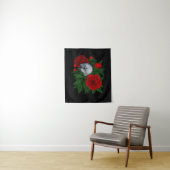 Vogel op een rood pioenboeket wandkleed (In situ)