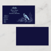 Vogel op een scrol (blauw) visitekaartje (Voorkant / Achterkant)