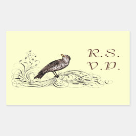 Vogel op een scrol (bruin) rechthoekige sticker