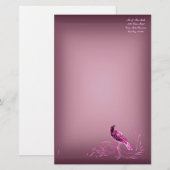 Vogel op een scrol (roze) briefpapier (Voorkant / Achterkant)