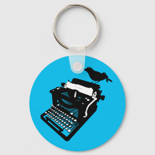 Vogel op een Sleutelhanger voor schrijfmachines (b