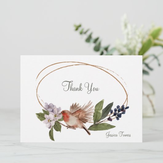 Vogel op een speciale bijkantoor bedankkaart (Staand voorkant)