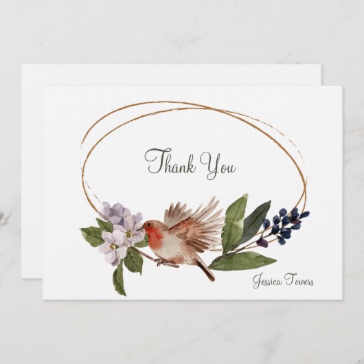 Vogel op een speciale bijkantoor bedankkaart (Voorkant / Achterkant)