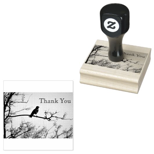 Vogel op een tak dank je rubberstempel (Gestempeld)