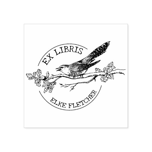 Vogel op een tak, Ex Libris Boek Rubberstempel (Afrduk)