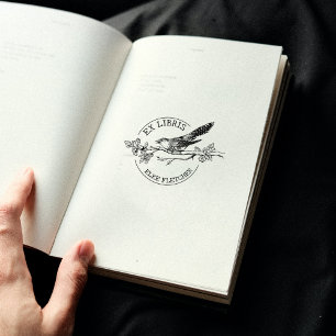  Vogel op een tak, Ex Libris Boek Rubberstempel