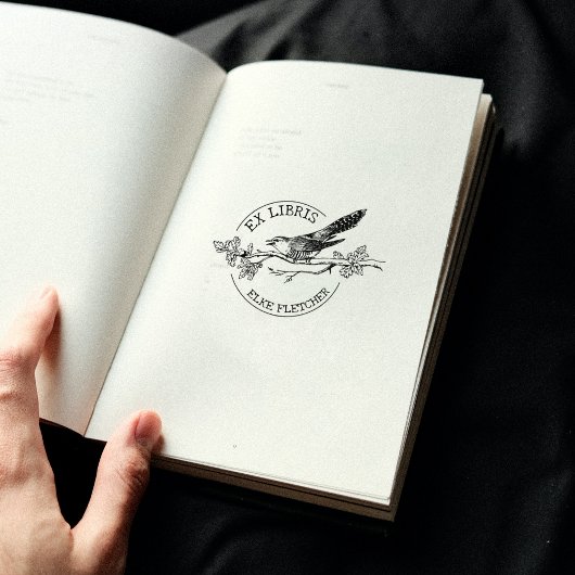 Vogel op een tak, Ex Libris Boek Rubberstempel