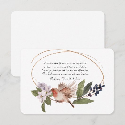 Vogel op een tak Sympathie Dank u kaart (Voorkant / Achterkant)