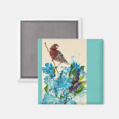 Vogel op een takmagneet magneet (Voorkant / Achterkant)