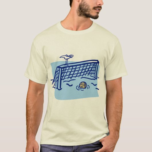Vogel op een waterpologodoel t-shirt (Voorkant)