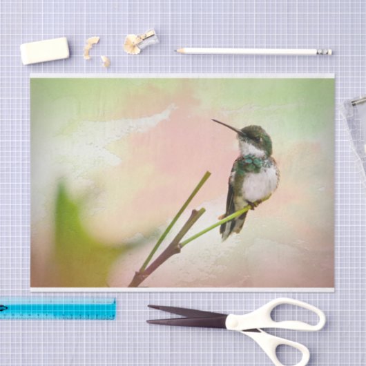 Vogel op een Waterverf Twig & Pastel Tissuepapier (Craft)