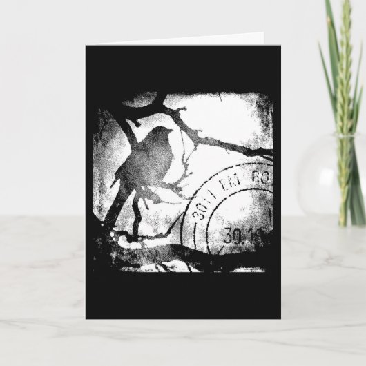 Vogel op een Zwart-wit Tak Kaart (Voorkant)