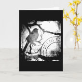 Vogel op een Zwart-wit Tak Kaart (Gele Bloem)