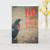 Vogel op Fencepost Aanmoediging Kaart (Gele Bloem)