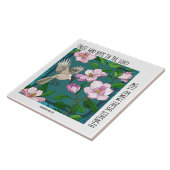 Vogel op Flowers, met vers van Isaiah 40:31 Tegeltje (Zijkant)