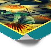 Vogel op gele dagen Abstracte fantastische kunst Poster (Hoek)