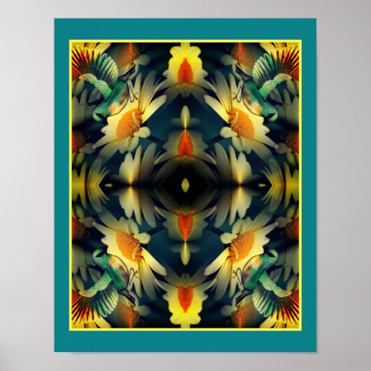 Vogel op gele dagen Abstracte fantastische kunst Poster (Voorkant)