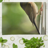 Vogel op groen blad theedoek (Gevouwen)