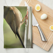 Vogel op groen blad theedoek (Quarter Fold)