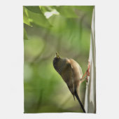 Vogel op groen blad theedoek (Verticaal)