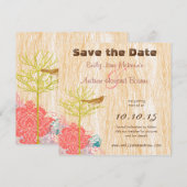 vogel op het HoutGrain-huwelijk sparen de datum Save The Date (Voorkant / Achterkant)