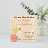 vogel op het HoutGrain-huwelijk sparen de datum Save The Date (Staand voorkant)
