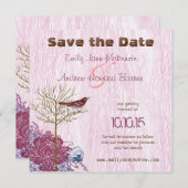  vogel op het HoutGrain-huwelijk sparen de datum Save The Date (Voorkant / Achterkant)