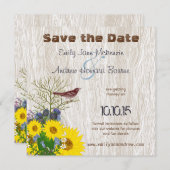  vogel op het HoutGrain-huwelijk sparen de datum Save The Date (Voorkant / Achterkant)