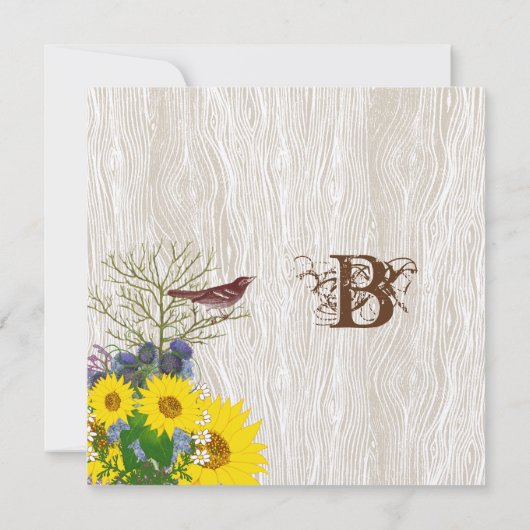  vogel op het HoutGrain-huwelijk sparen de datum Save The Date (Achterkant)