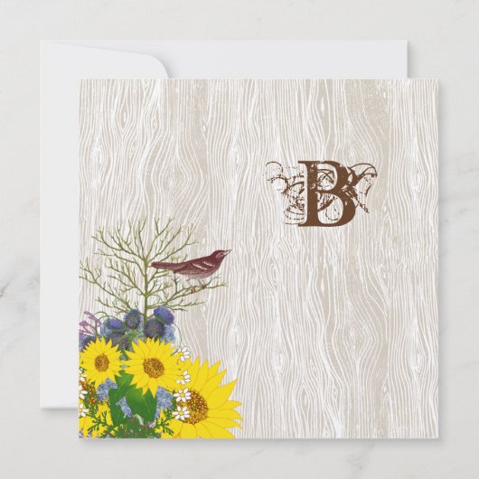  vogel op het HoutGrain-huwelijk sparen de datum Save The Date (Achterkant)