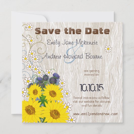  vogel op het HoutGrain-huwelijk sparen de datum Save The Date (Voorkant)