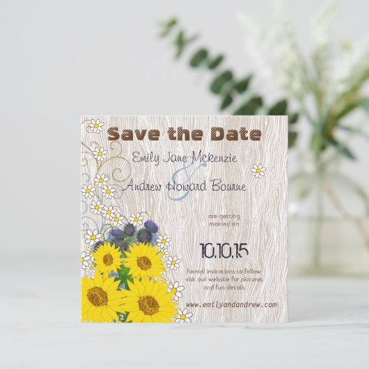  vogel op het HoutGrain-huwelijk sparen de datum Save The Date (Staand voorkant)