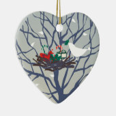 Vogel op het nest met Kerstmis Keramisch Ornament (Rechts)