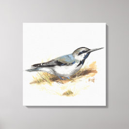 vogel op het strand canvas afdruk