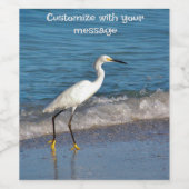 Vogel op het zeestrand Wijnlabel Wijn Etiket (Enkel label)