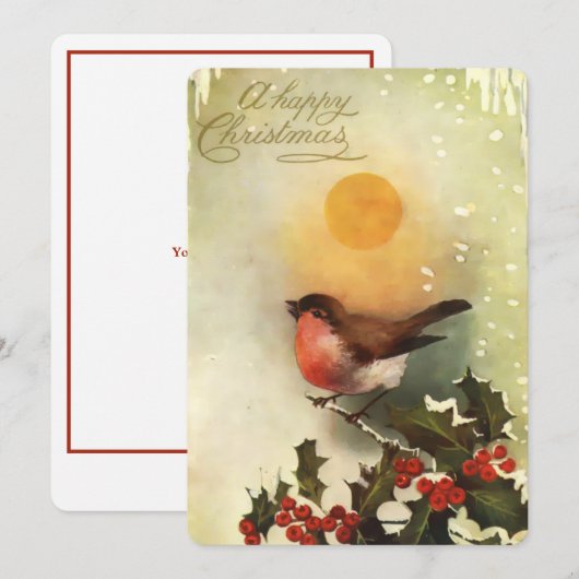 Vogel op Holly Branch  1906-ziekteverzekeringskaar Feestdagenkaart (Voorkant / Achterkant)