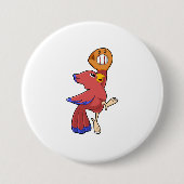 Vogel op honkbal met honkbalhandschoen ronde button 7,6 cm (Voorkant)