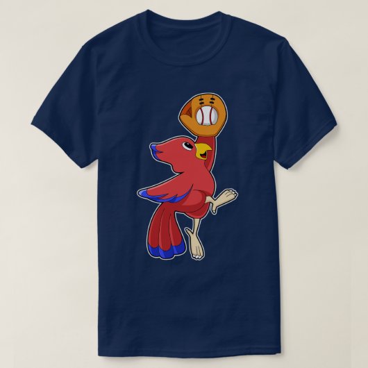 Vogel op honkbal met honkbalhandschoen t-shirt (Design voorkant)