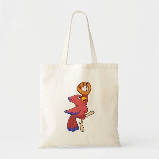 Vogel op honkbal met honkbalhandschoen tote bag (Voorkant)